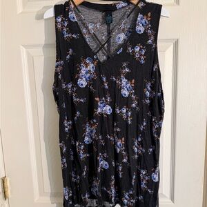 Rue21 Black Floral Tank Top